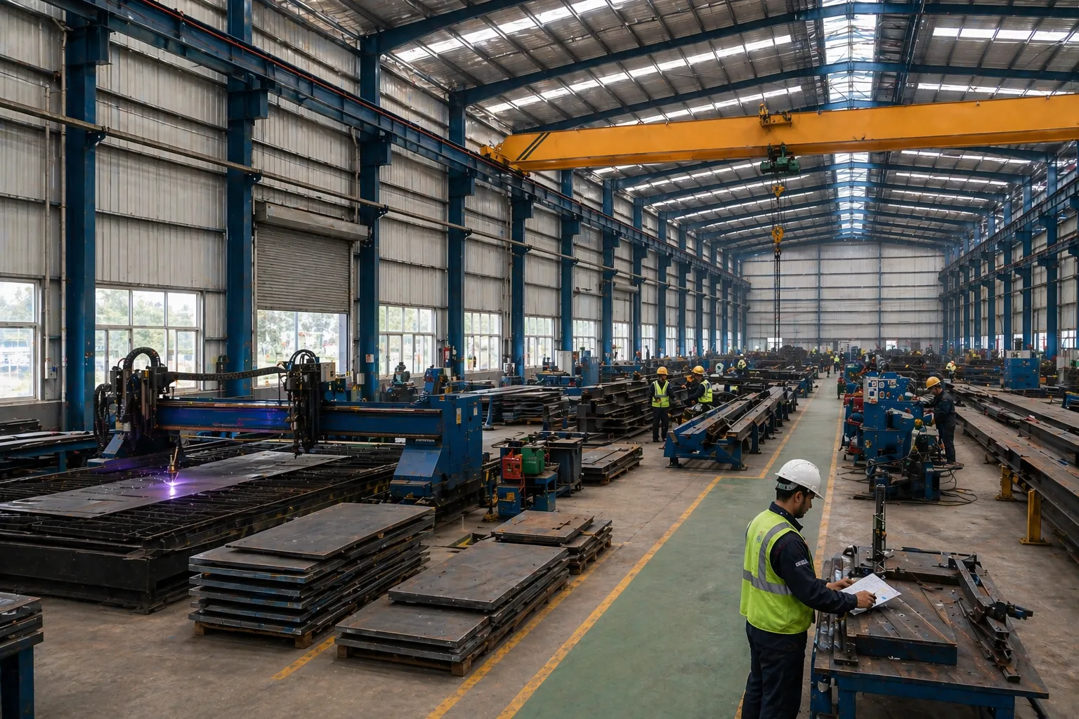 KMS Technologies manufacturing facility in Greater Noida, India for pre-engineered steel buildings and structures