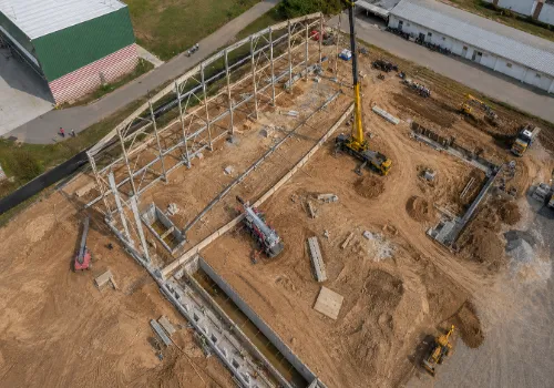 Turnkey pre-engineered building aircraft hangar under construction at Kishangarh, Rajasthan