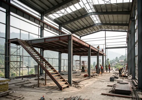 PEB Factory Building with Mezzanine Floor under construction in Arunachal Pradesh