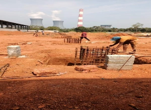 Site preparation and ground leveling at the Steel Strong Valves manufacturing facility in Udupi